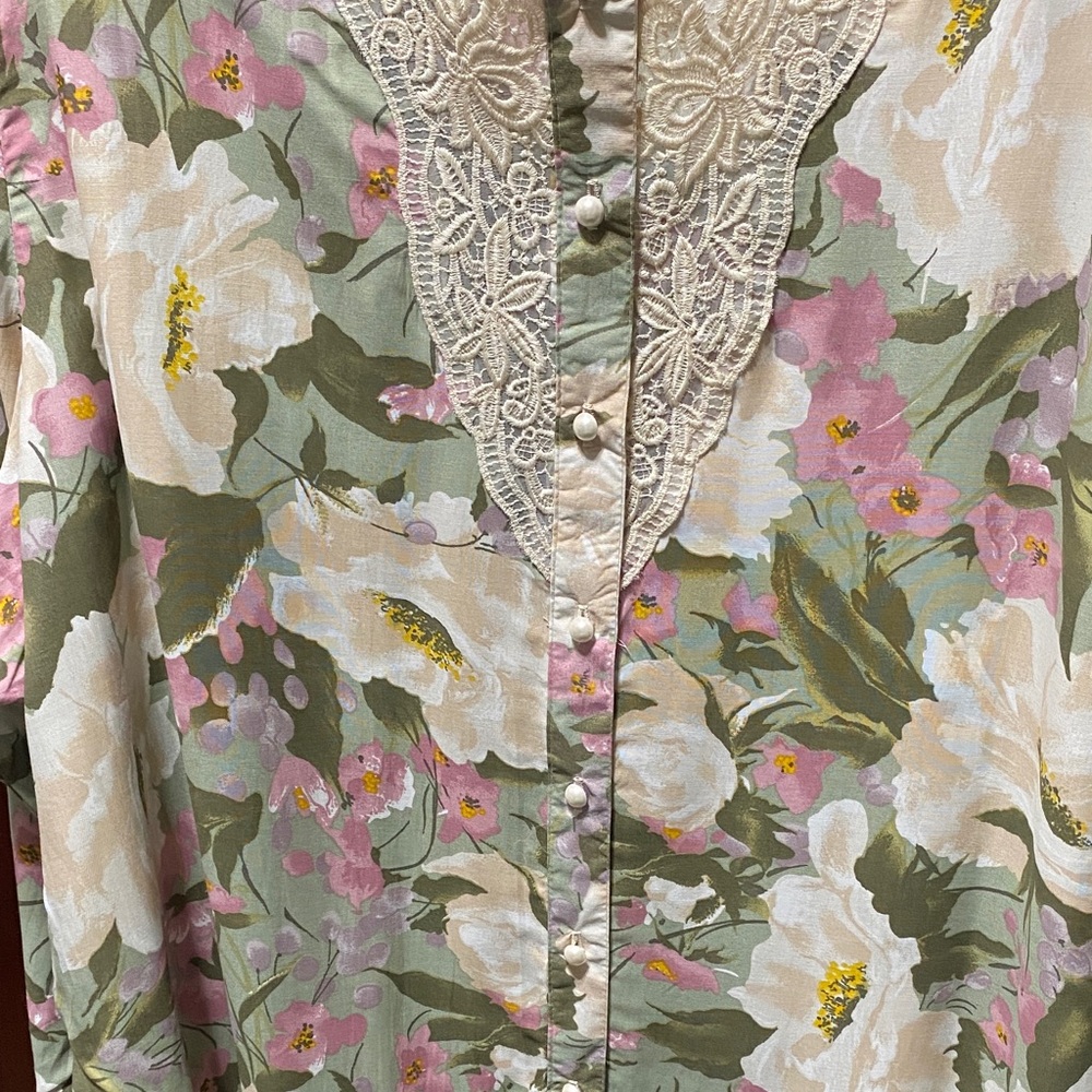 Venezia vintage Floral pantsuit Set with Lace Trim plus size 26/28 - Picture 12 of 17